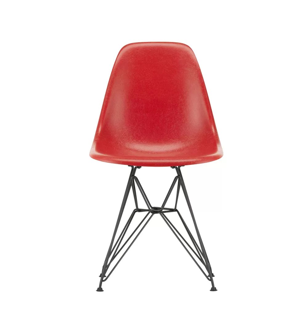 Sedie^Vitra Eames Plastic Chairs Dsr | Sedia | Basamento Nero - Rosso Papavero