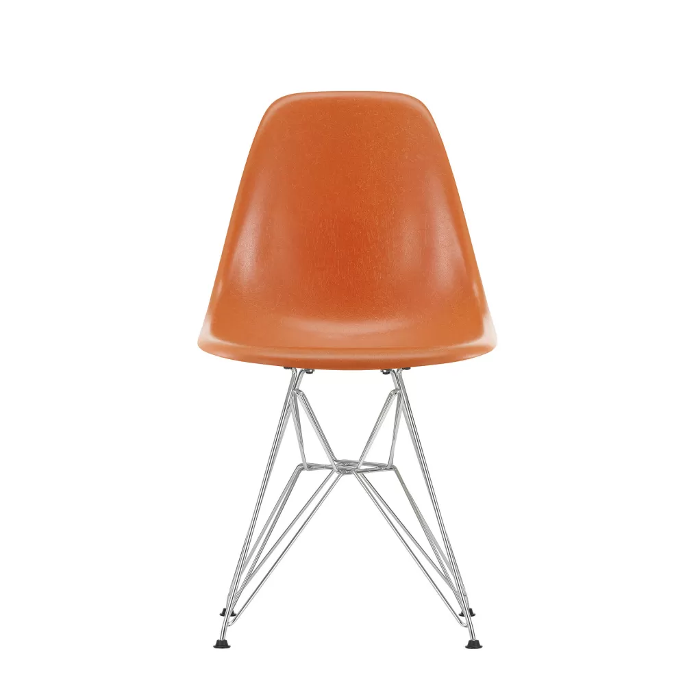 Sedie^Vitra Eames Plastic Chairs Dsr | Sedia | Cromo - Arancione Ruggine
