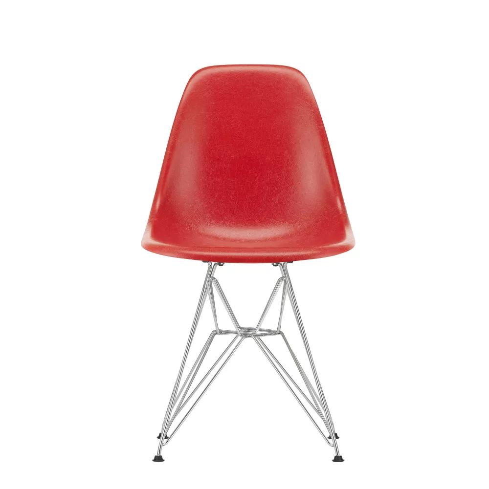 Sedie^Vitra Eames Plastic Chairs Dsr | Sedia | Cromo - Rosso Papavero