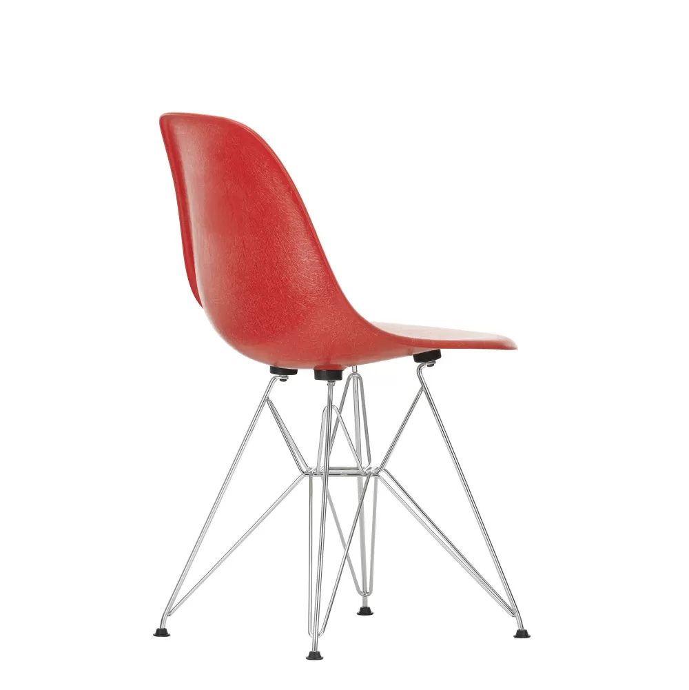 Sedie^Vitra Eames Plastic Chairs Dsr | Sedia | Cromo - Rosso Papavero