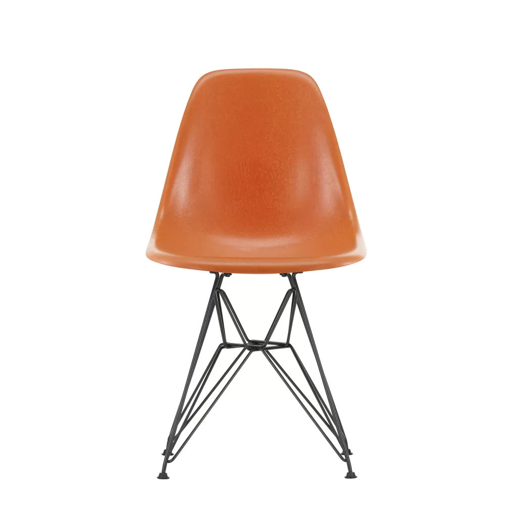 Sedie^Vitra Eames Plastic Chairs Dsr | Sedia | Nero - Arancione Ruggine