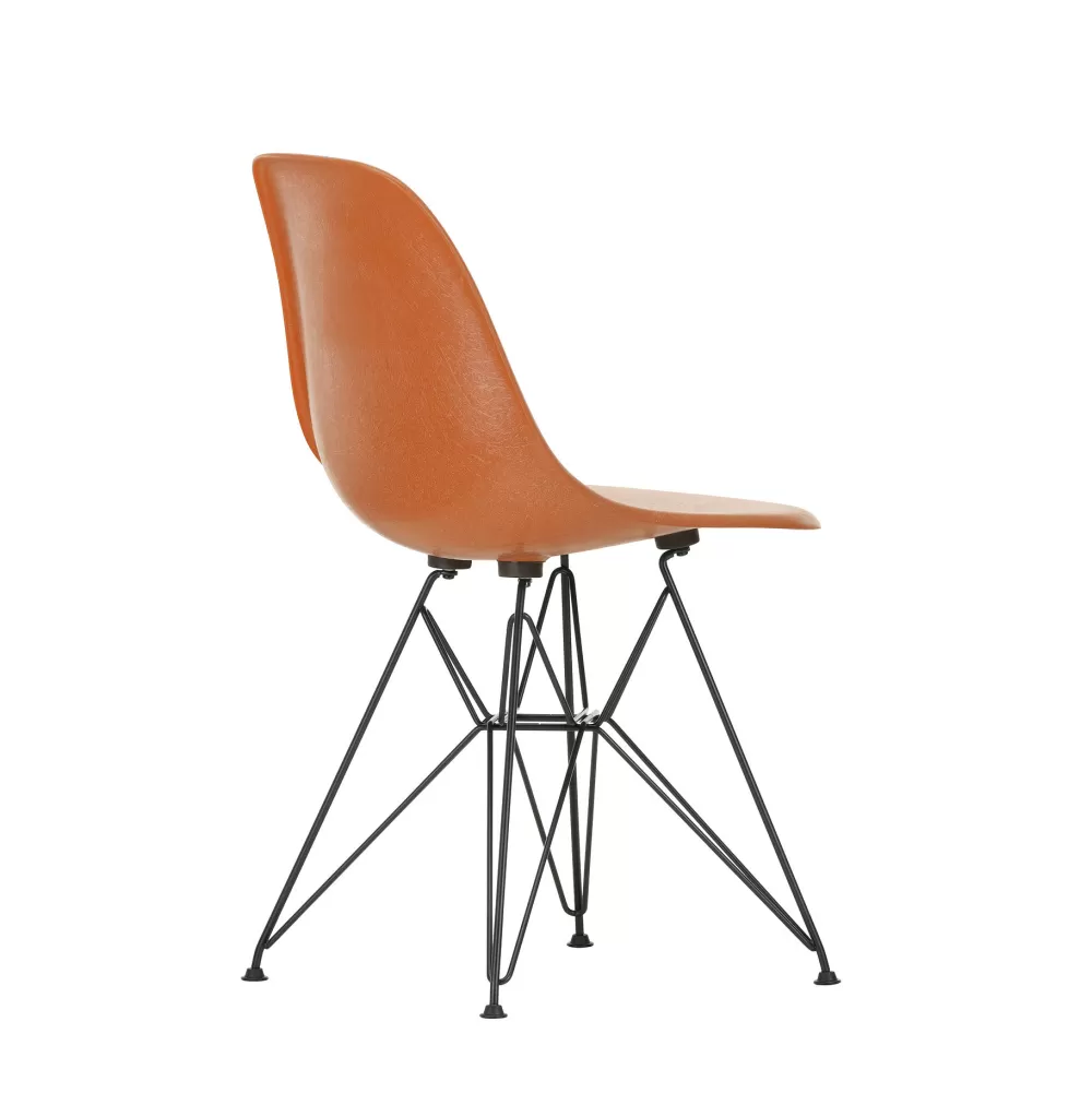 Sedie^Vitra Eames Plastic Chairs Dsr | Sedia | Nero - Arancione Ruggine