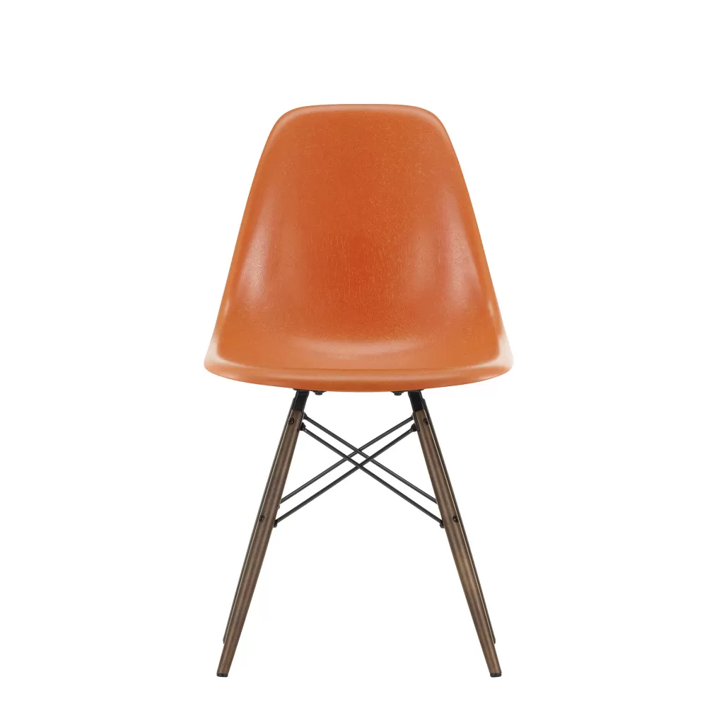 Sedie^Vitra Eames Plastic Chairs Dsw | Sedia | Arancione Ruggine - Acero Scuro