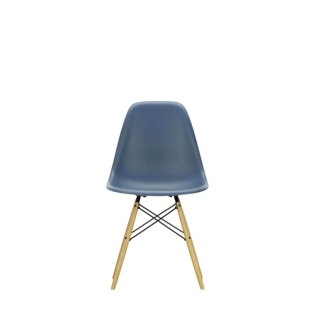 Sedie^Vitra Eames Plastic Chairs Dsw | Sedia | Blu Scuro - Acero Giallo