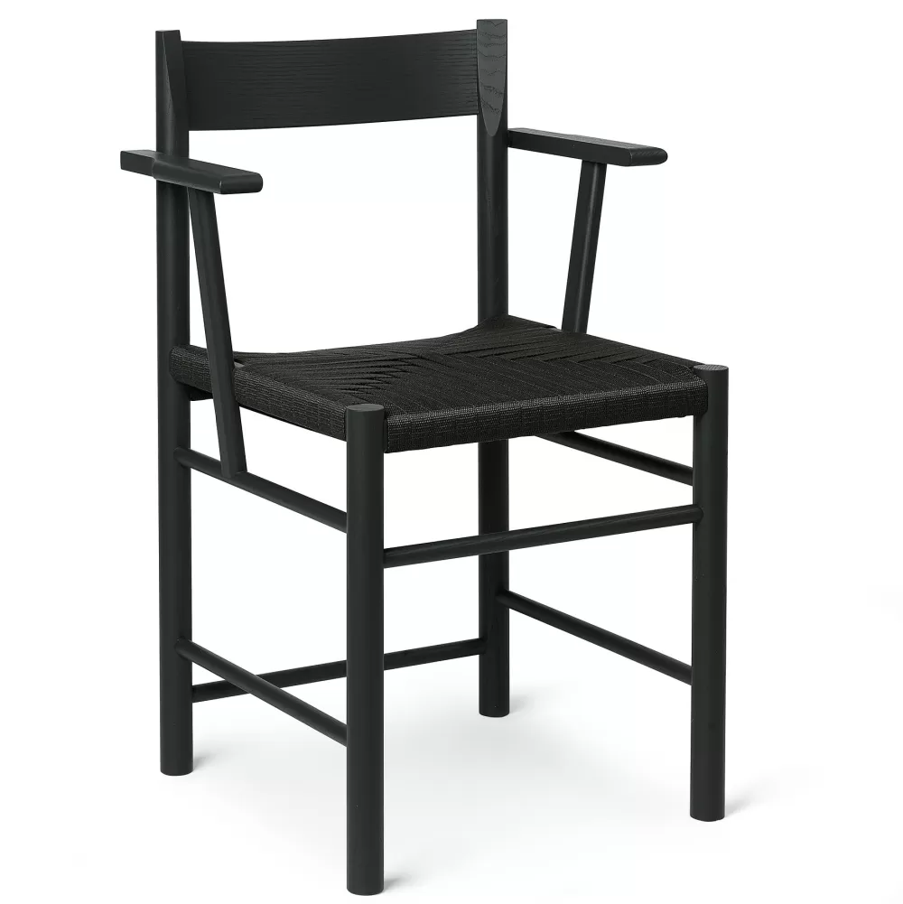 Sedie^Brdr. Krüger F Dining Chair | Sedia Con Braccioli | Frassino Nero-Tessuto Nero