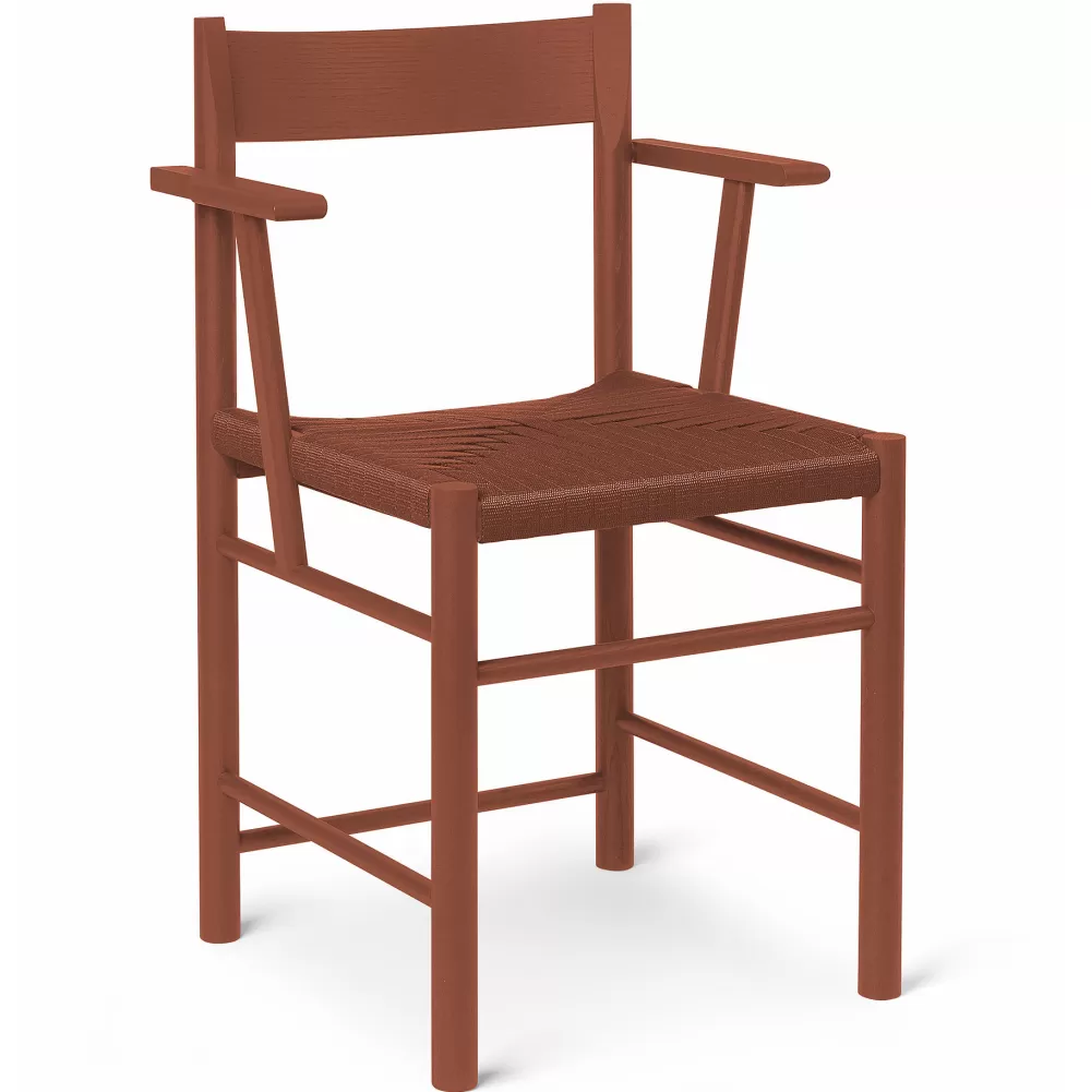 Sedie^Brdr. Krüger F Dining Chair | Sedia Con Braccioli | Frassino Rosso-Tessuto Rosso
