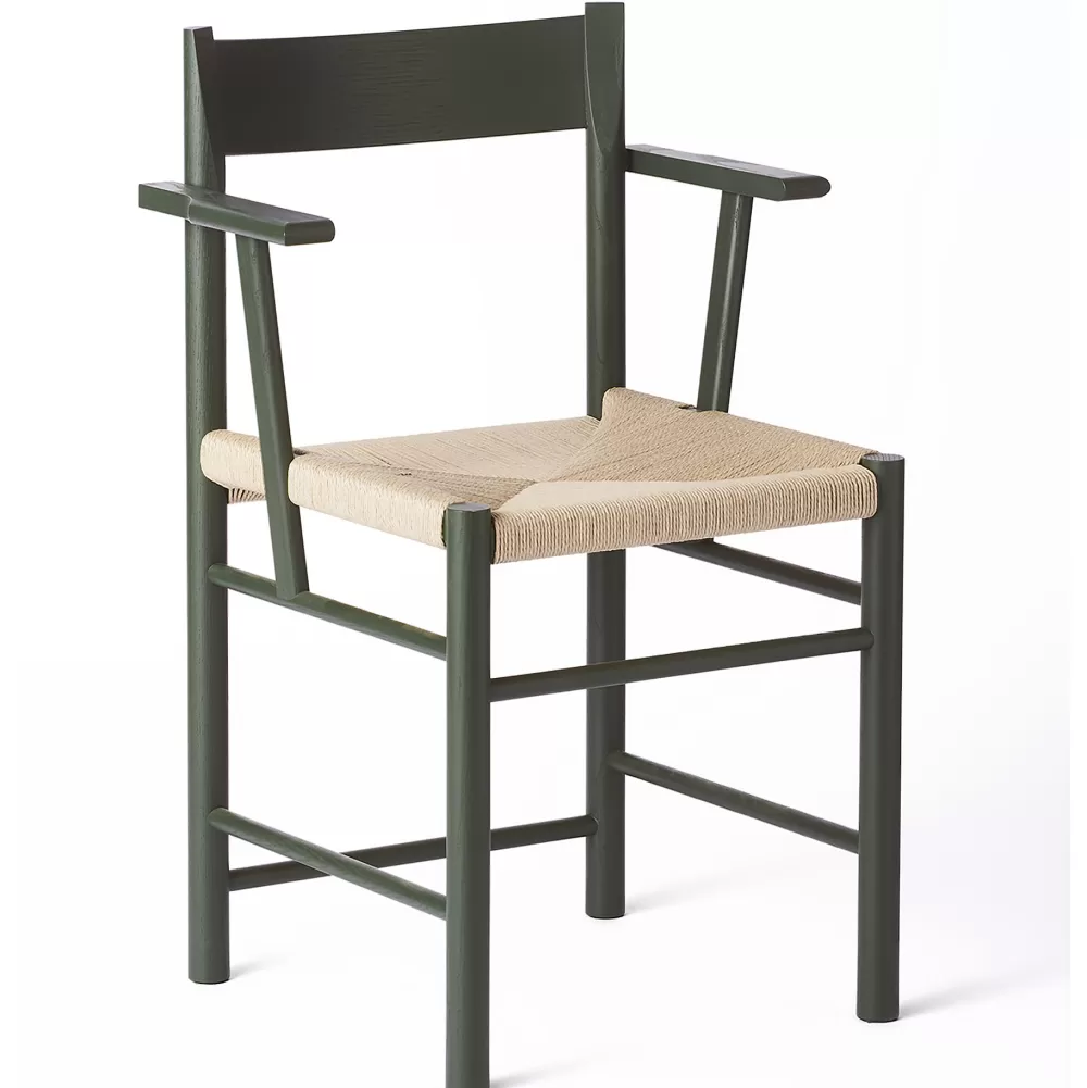 Sedie^Brdr. Krüger F Dining Chair | Sedia Con Braccioli | Frassino Verde-Paper Cord