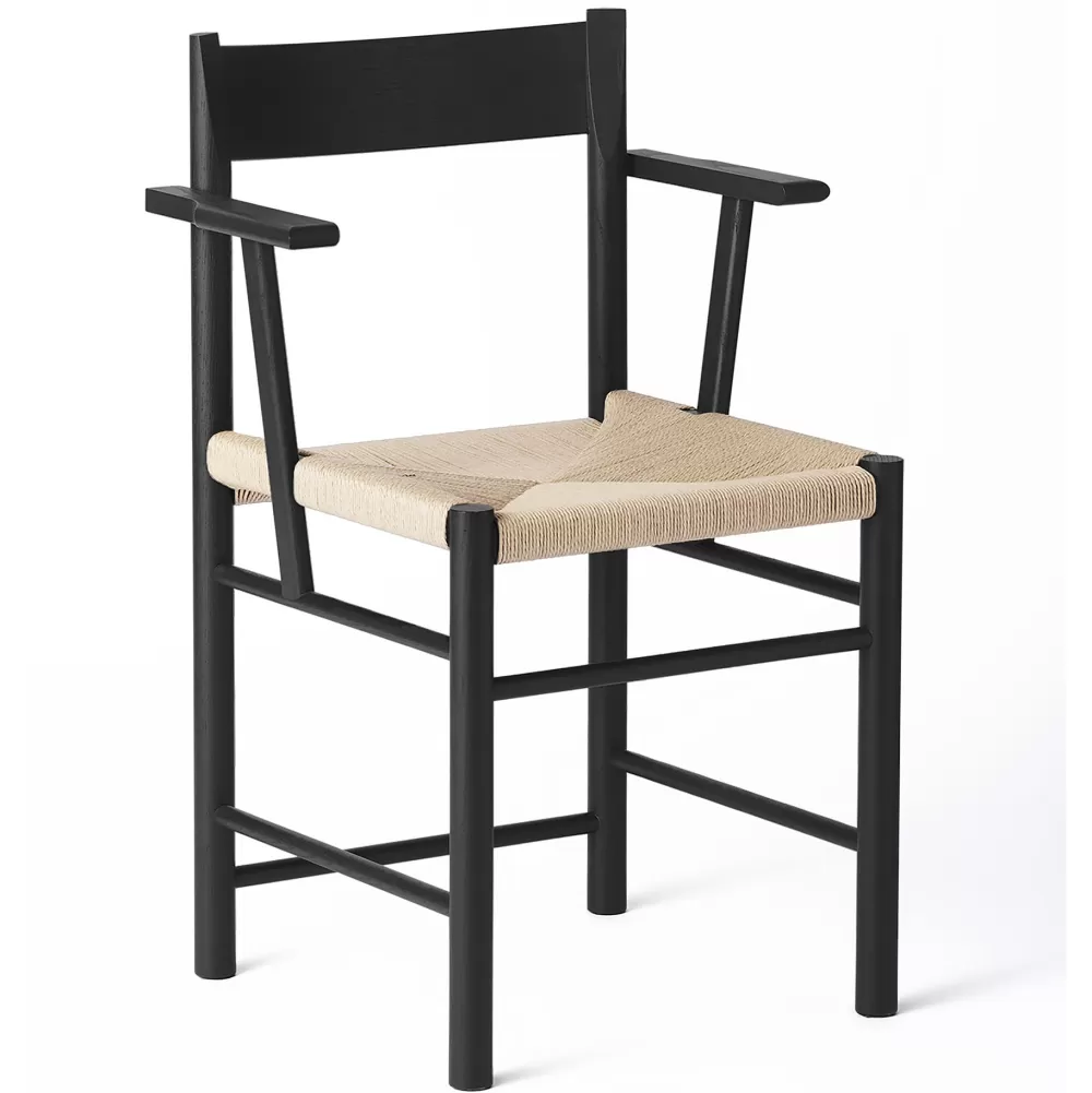 Sedie^Brdr. Krüger F Dining Chair | Sedia Con Braccioli | Frassino Nero-Paper Cord