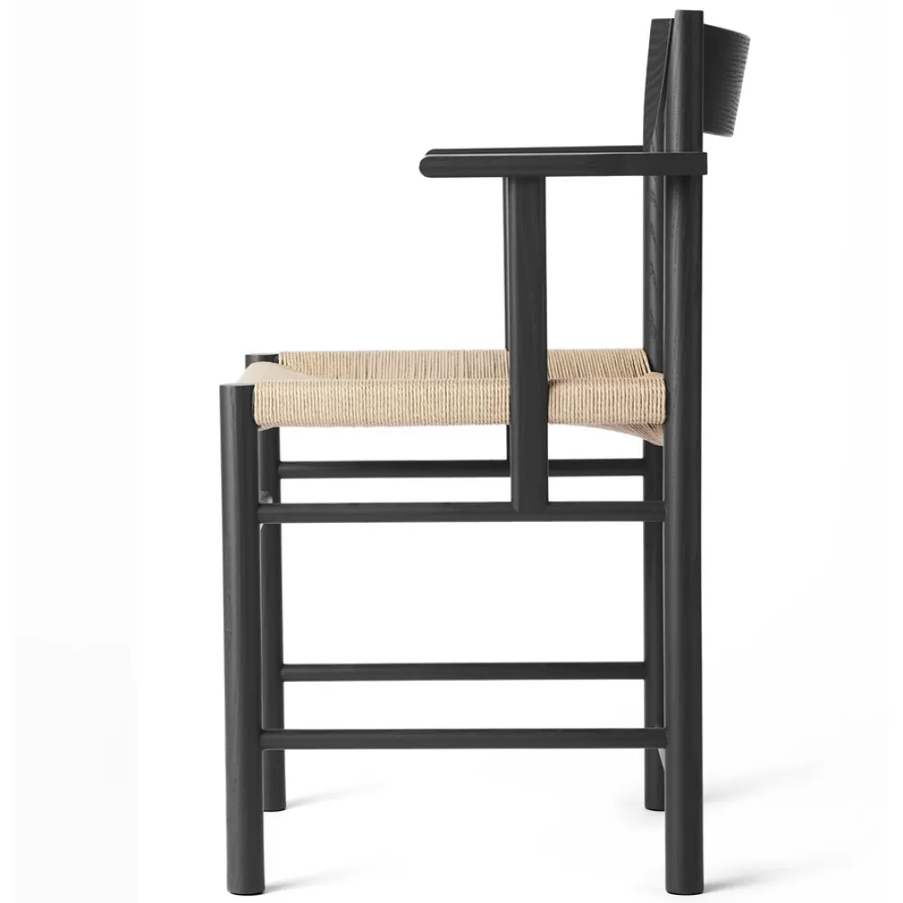 Sedie^Brdr. Krüger F Dining Chair | Sedia Con Braccioli | Frassino Nero-Paper Cord