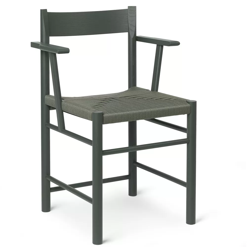 Sedie^Brdr. Krüger F Dining Chair | Sedia Con Braccioli | Frassino Verde-Tessuto Verde