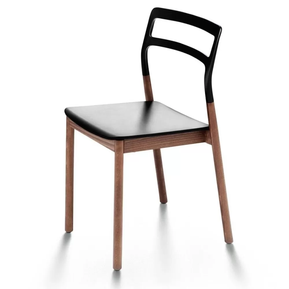 Sedie^DePadova Florinda | Sedia - Struttura Faggio Tinto Moka - Nero Goffrato