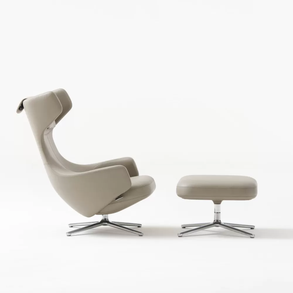 Poltrone Singole^Vitra Grand Repos & Ottoman | Poltrona E Poggiapiedi | Pelle Argilla