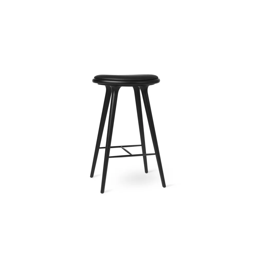 Sgabelli^Mater High Stool | Sgabello 74 Cm | Faggio Nero - Pelle Nera