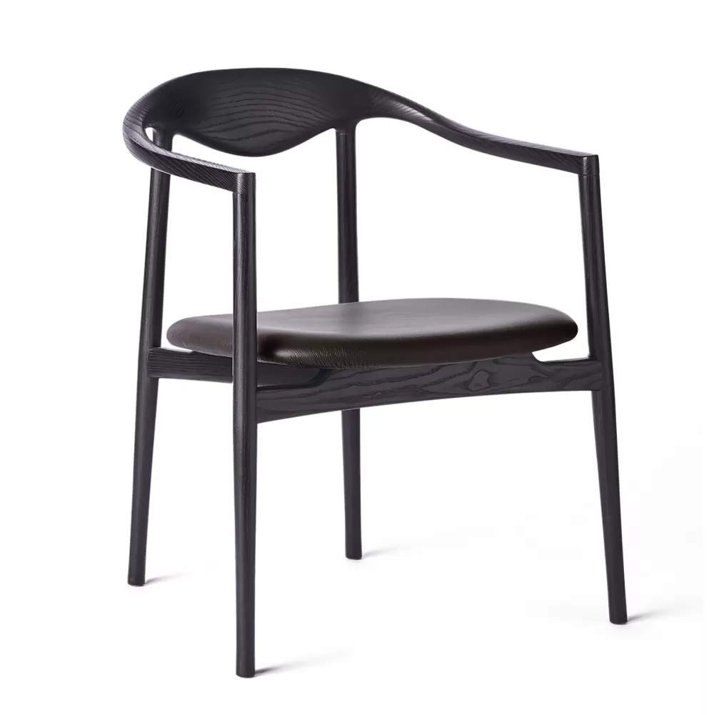 Sedie^Brdr. Krüger Jari Dining Chair | Sedia | Frassino Nero-Pelle Marrone