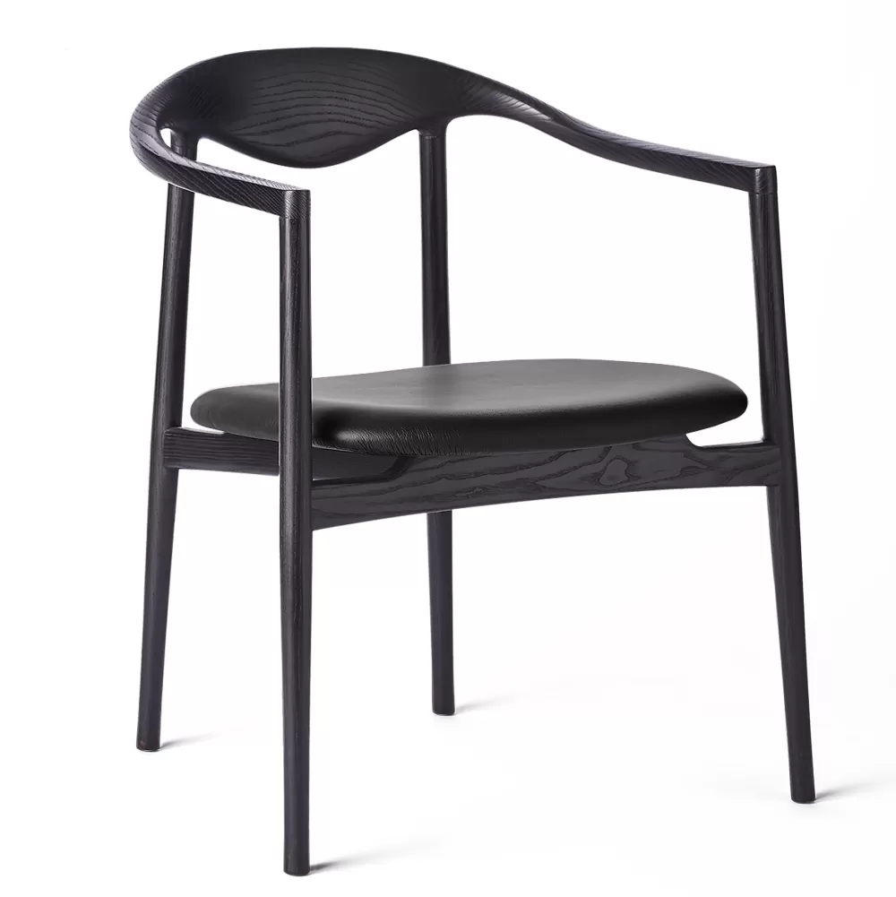 Sedie^Brdr. Krüger Jari Dining Chair | Sedia | Frassino Nero-Pelle Nera