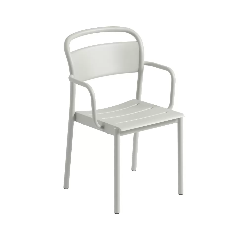 Sedie Per Esterni^Muuto Linear Steel Armchair | Sedia Con Braccioli Per Esterni | Grigio