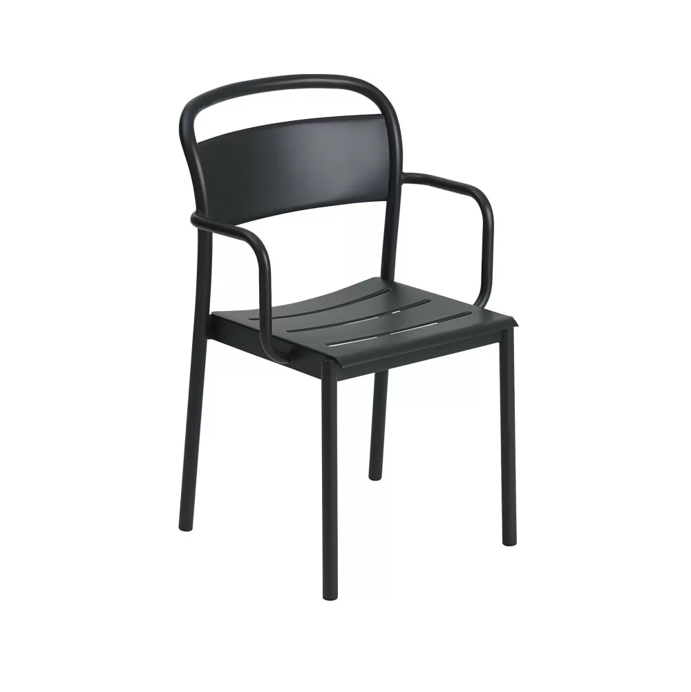 Sedie Per Esterni^Muuto Linear Steel Armchair | Sedia Con Braccioli Per Esterni | Nero