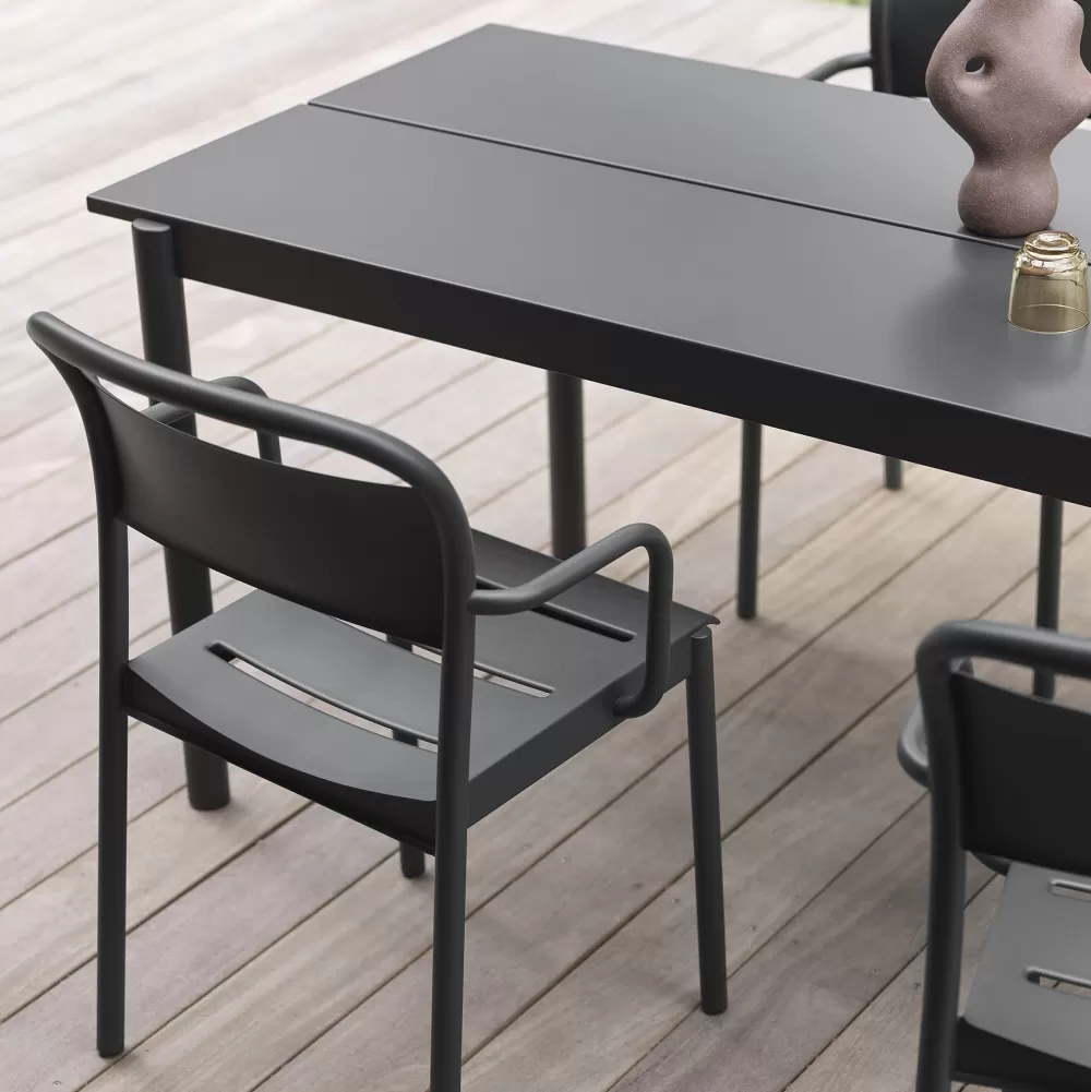 Sedie Per Esterni^Muuto Linear Steel Armchair | Sedia Con Braccioli Per Esterni | Nero