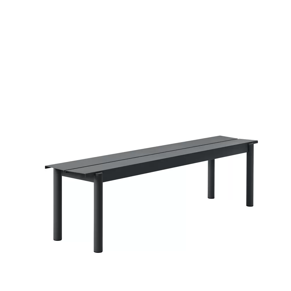 Sedie Per Esterni^Muuto Linear Steel Bench | Panca Per Esterni | Nero