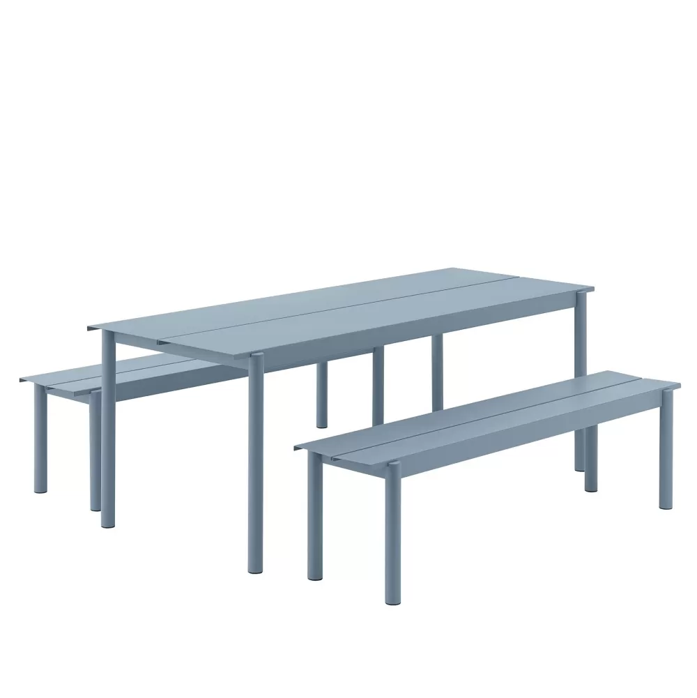 Sedie Per Esterni^Muuto Linear Steel Bench | Panca Per Esterni | Pale Blue