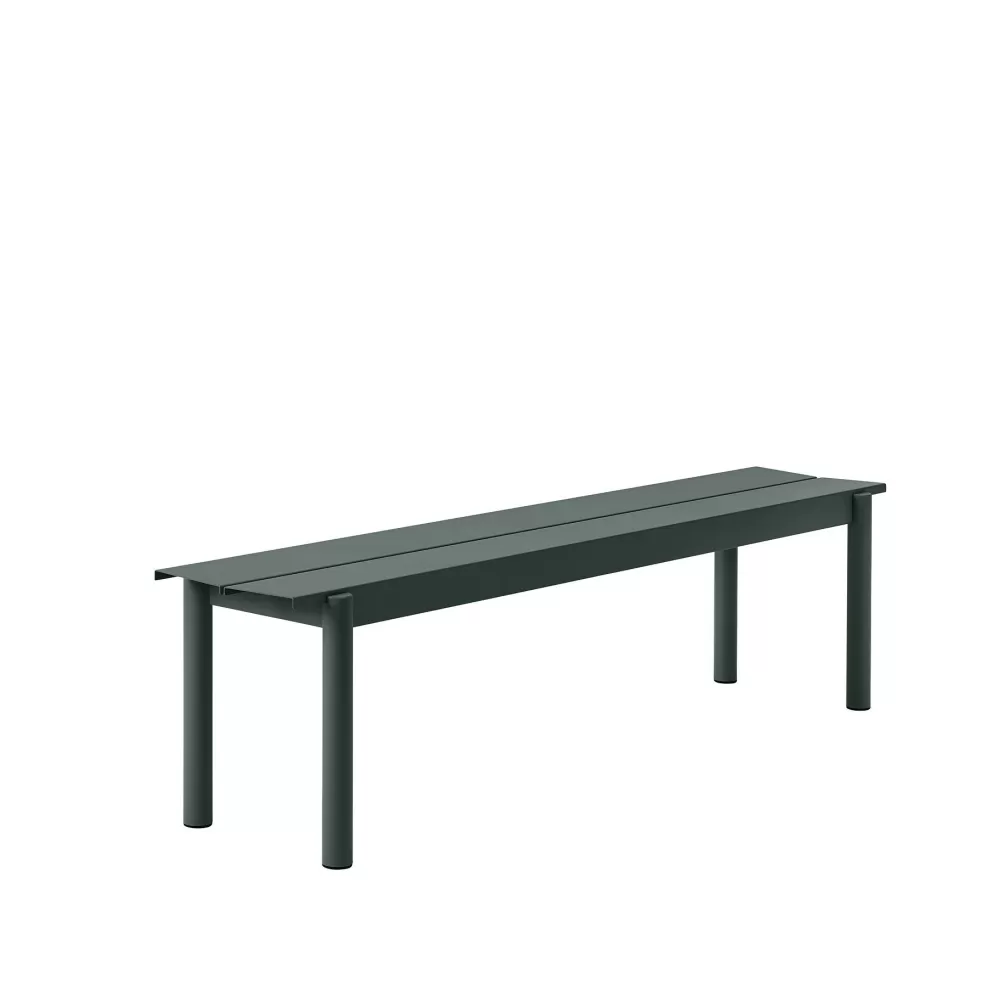Sedie Per Esterni^Muuto Linear Steel Bench | Panca Per Esterni | Verde Scuro