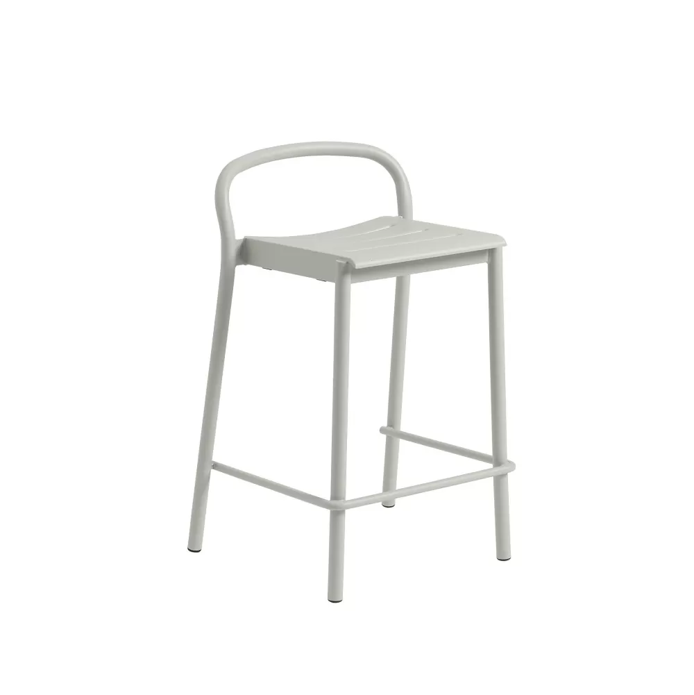 Sedie Per Esterni^Muuto Linear Steel Counter Stool | Sgabello Da Banco | Grigio