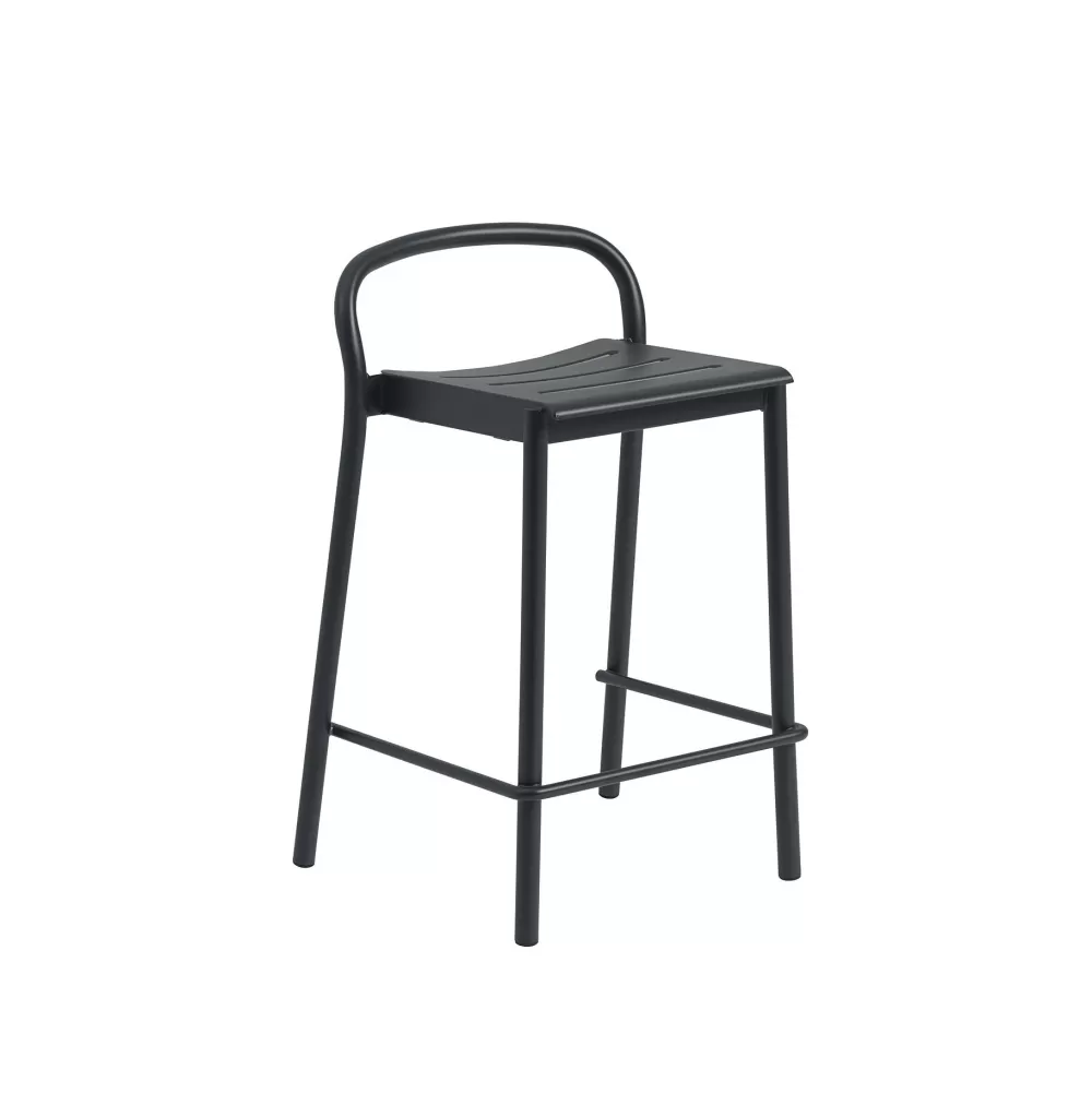 Sedie Per Esterni^Muuto Linear Steel Counter Stool | Sgabello Da Banco | Nero