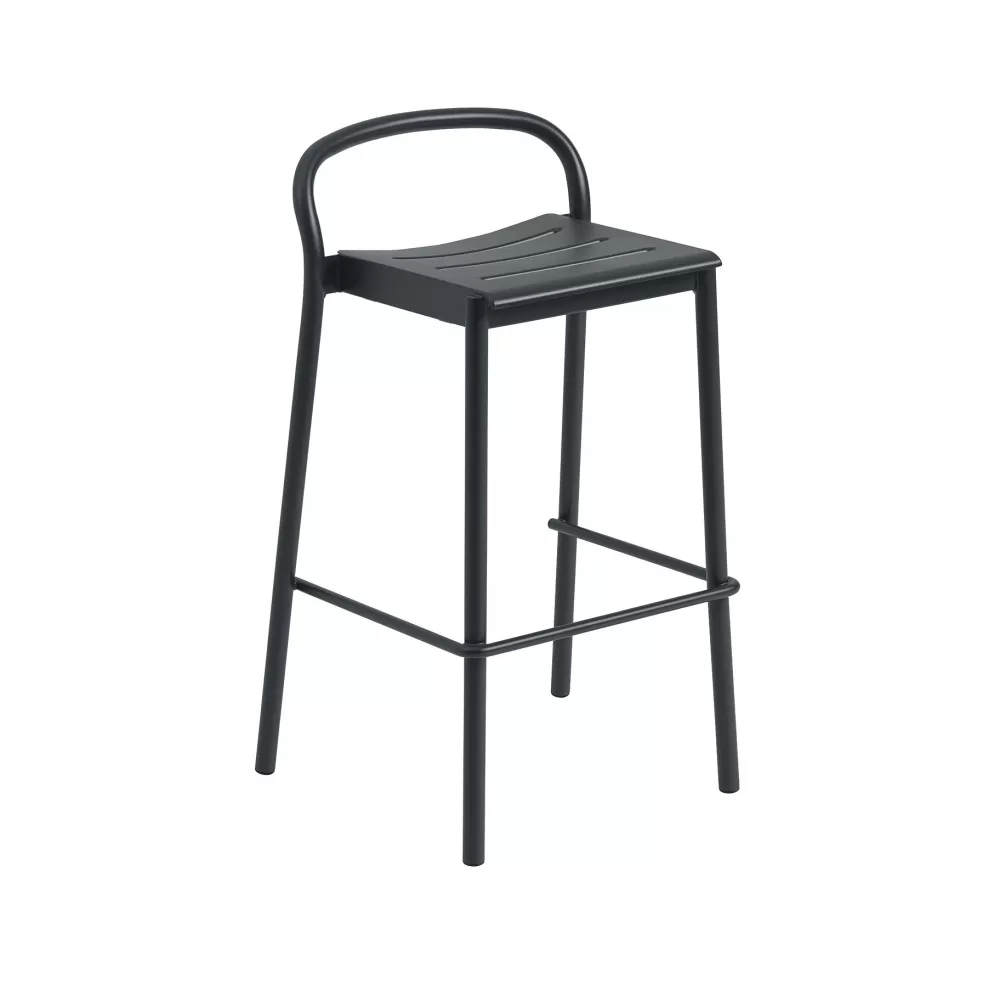 Sedie Per Esterni^Muuto Linear Steel Counter Stool | Sgabello Da Banco | Nero