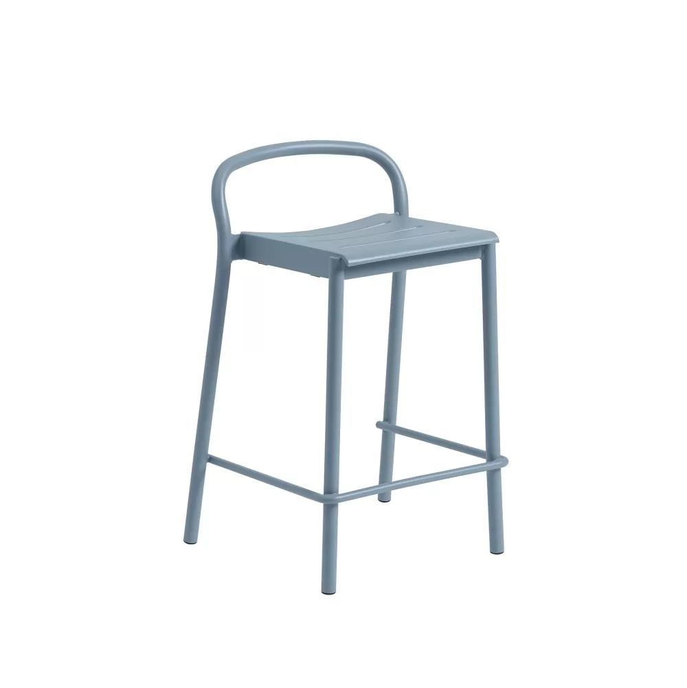 Sedie Per Esterni^Muuto Linear Steel Counter Stool | Sgabello Da Banco | Pale Blue