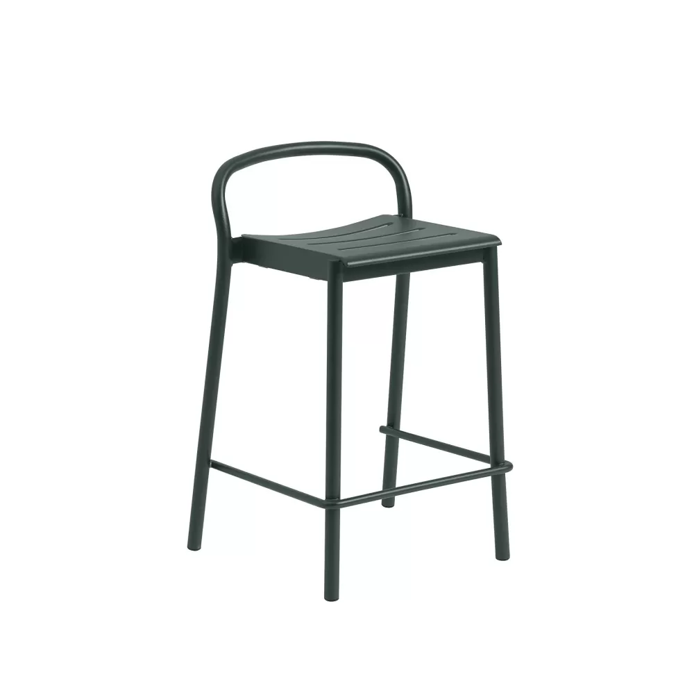 Sedie Per Esterni^Muuto Linear Steel Counter Stool | Sgabello Da Banco | Verde Scuro