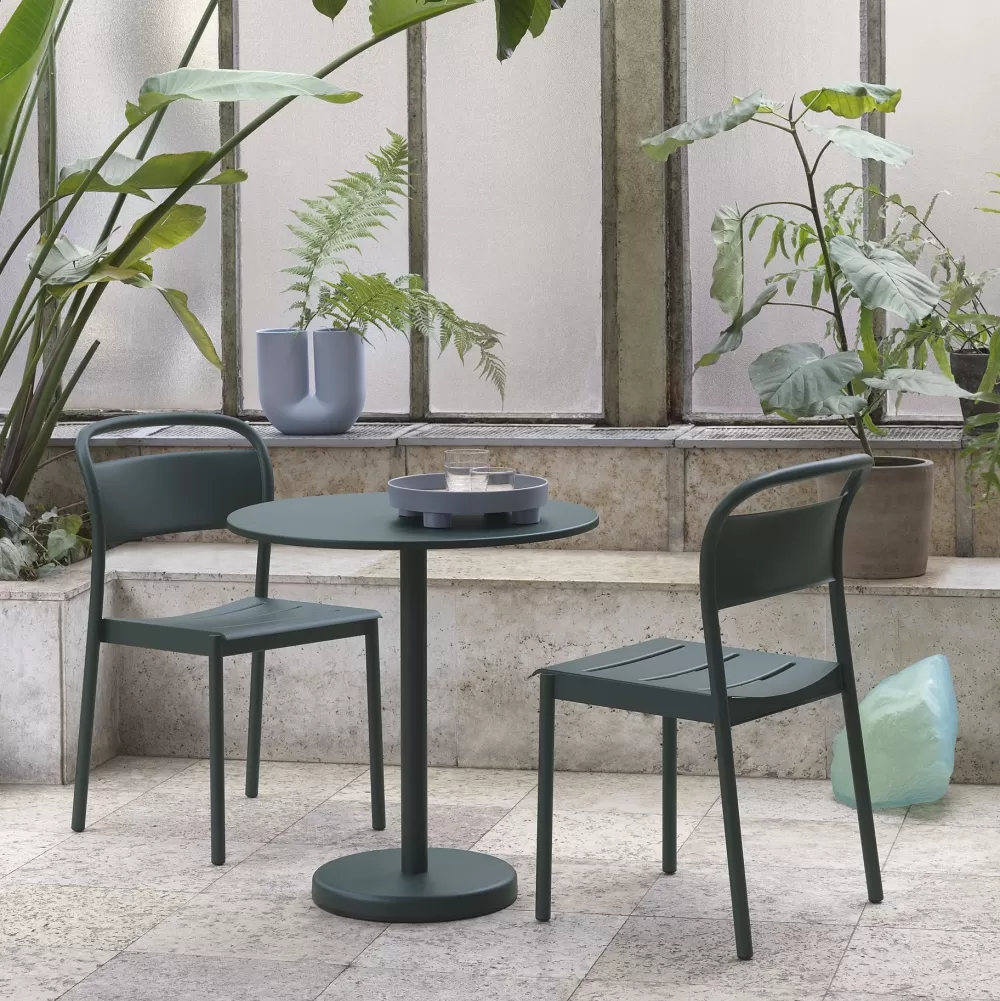Sedie Per Esterni^Muuto Linear Steel Sidechair | Sedia Per Esterni | Verde Scuro