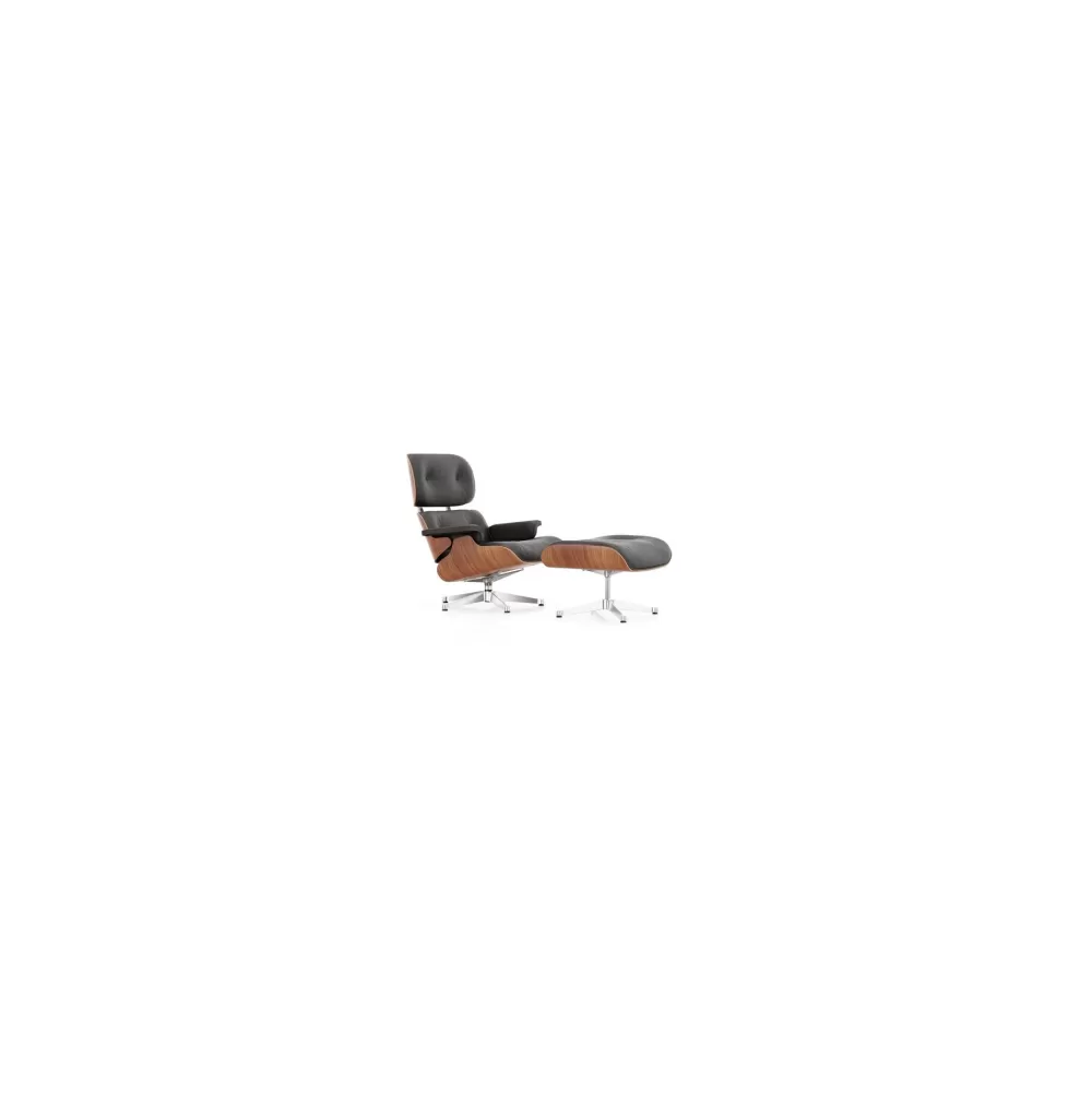 Poltrone Singole^Vitra Lounge Chair & Ottoman | Ciliegio Americano - Pelle Cioccolato