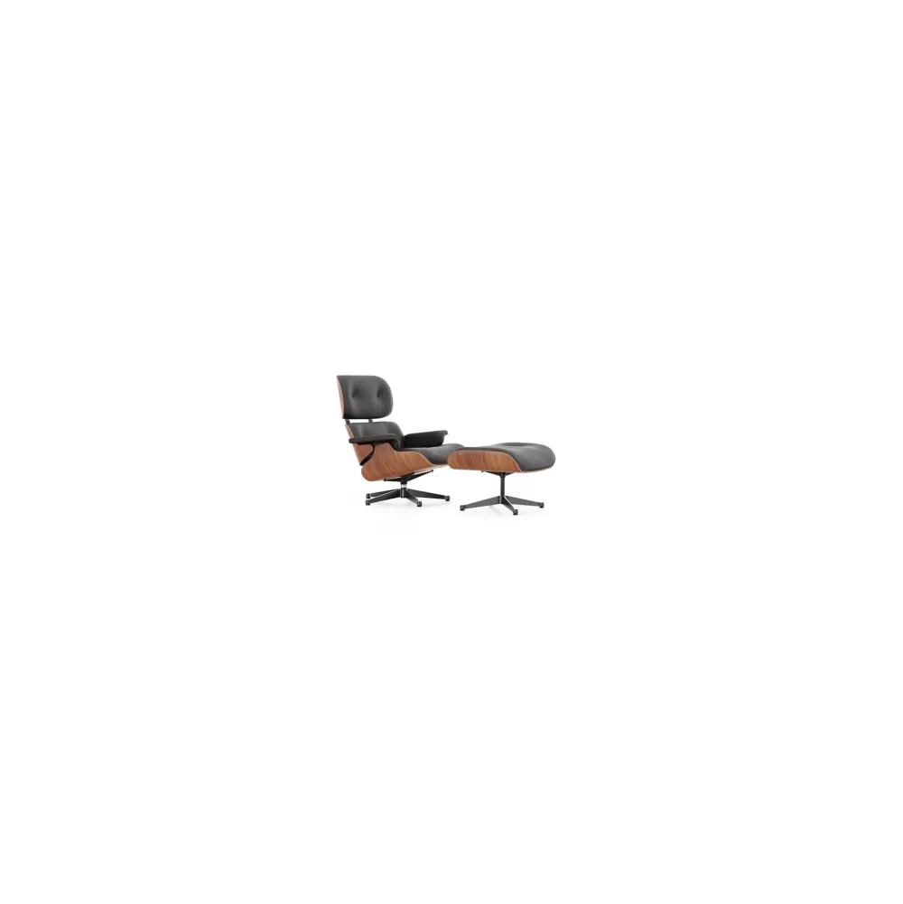 Poltrone Singole^Vitra Lounge Chair & Ottoman | Ciliegio Americano - Pelle Cioccolato