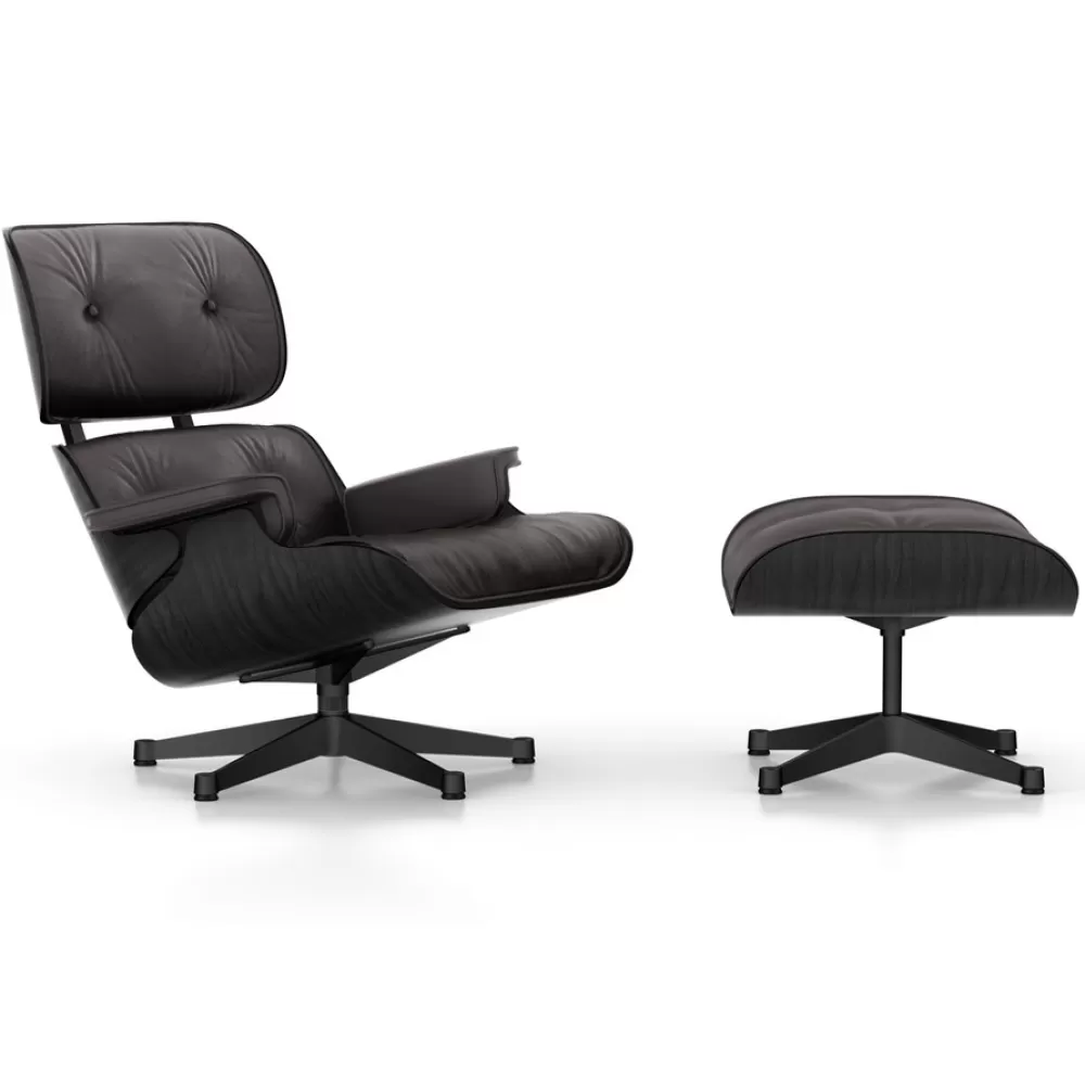 Poltrone Singole^Vitra Lounge Chair & Ottoman | Poltrona E Poggiapiedi | Cioccolato