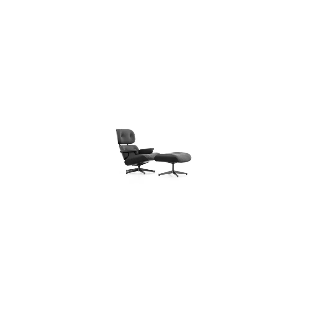 Poltrone Singole^Vitra Lounge Chair & Ottoman | Frassino Nero | Pelle Nera - Ex Display