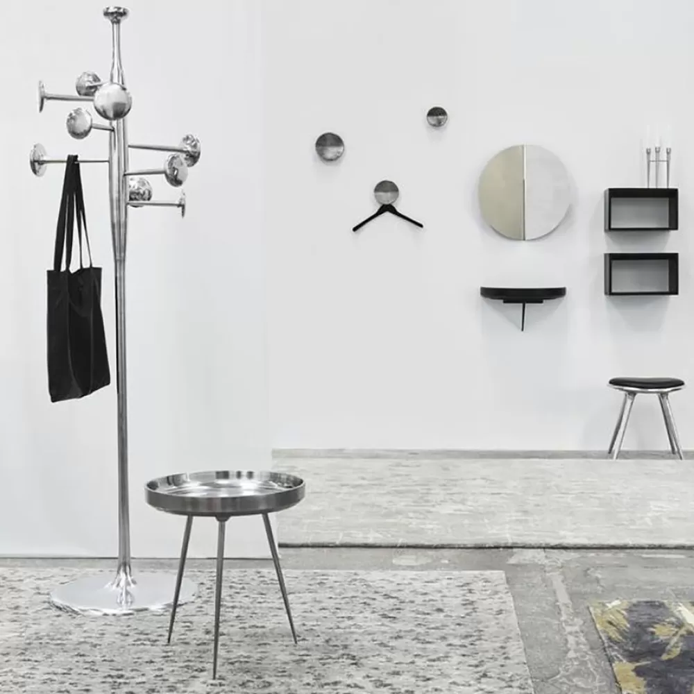 Sgabelli^Mater Low Stool | Sgabello 47 Cm | Alluminio - Pelle Nera