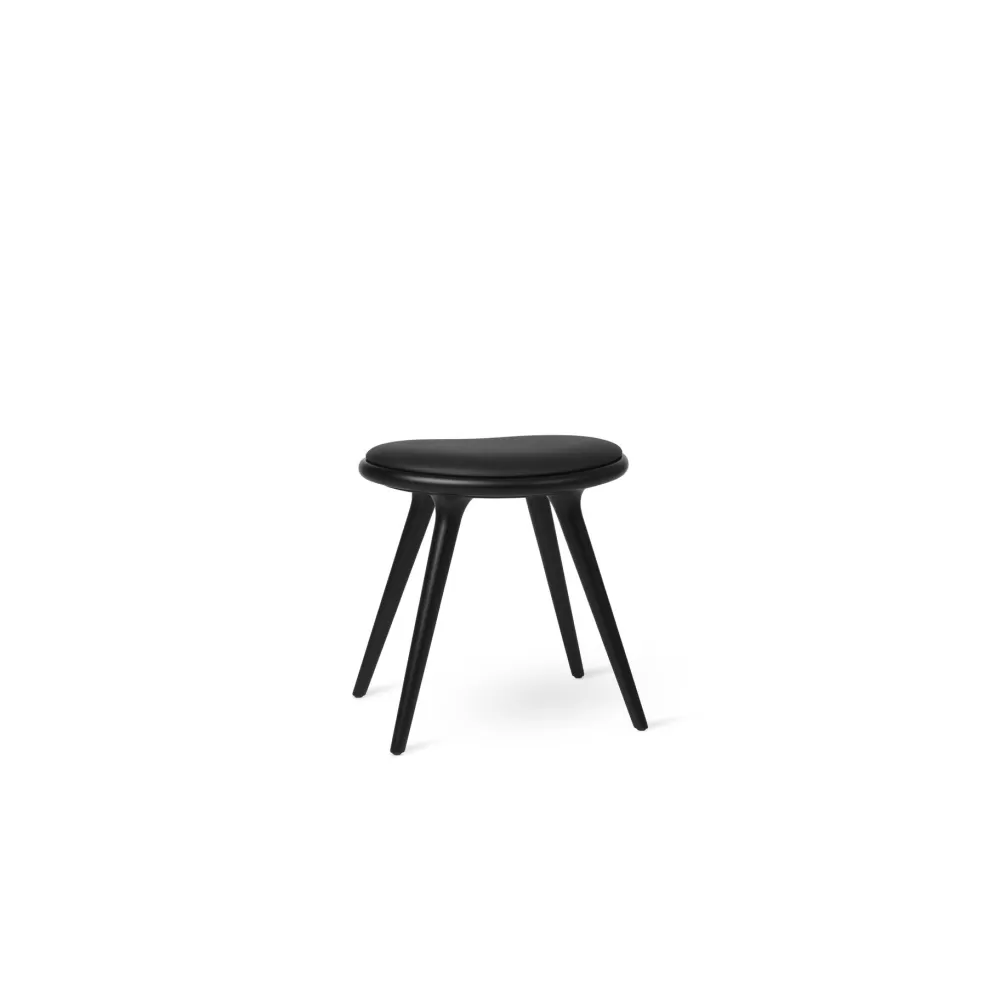 Sgabelli^Mater Low Stool | Sgabello 47 Cm | Faggio Nero - Pelle Nera