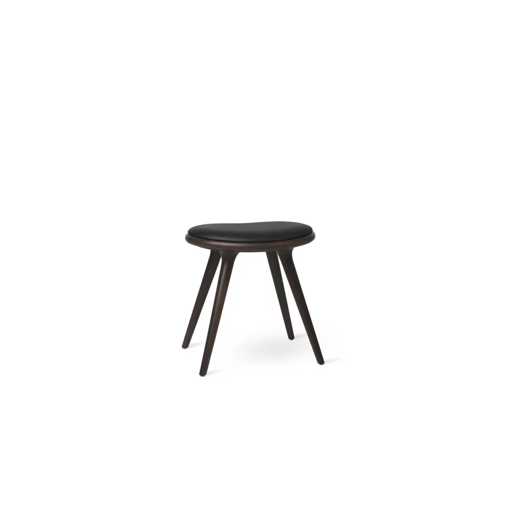 Sgabelli^Mater Low Stool | Sgabello 47 Cm | Faggio Scuro - Pelle Nera