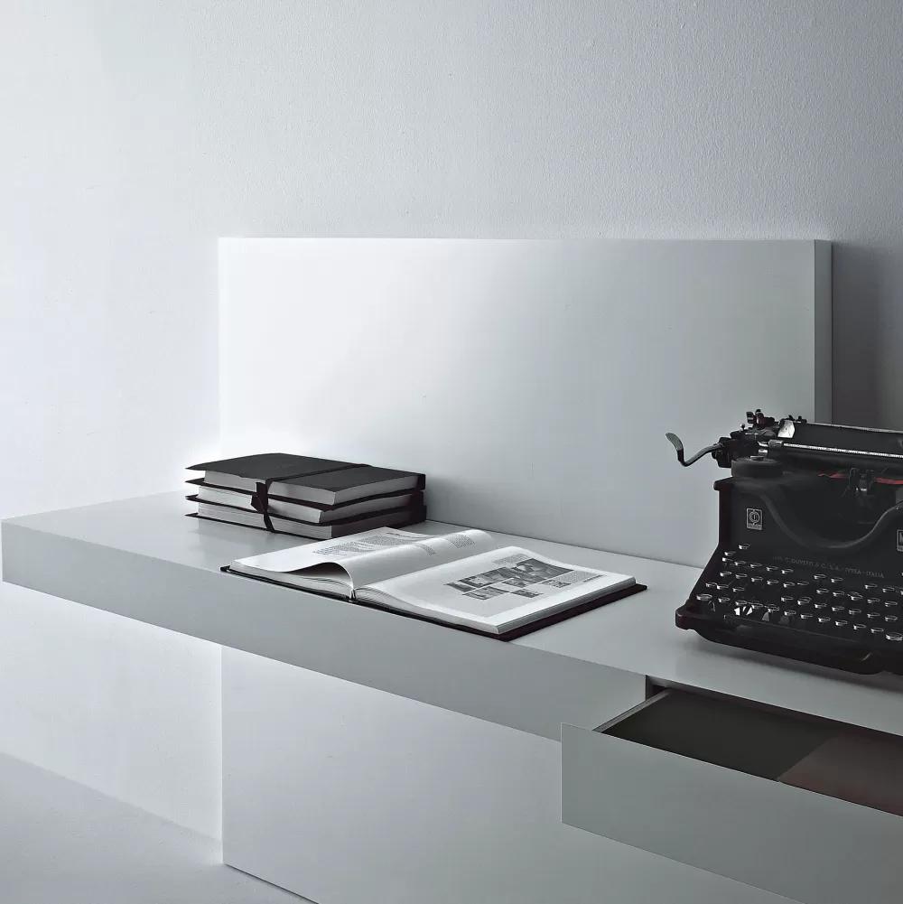 Scrivanie E Tavoli Da Ufficio^Porro Modern | Scrittoio Destro - Laccato Opaco L75 Bianco Gesso