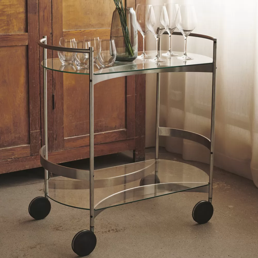 Tavolini^Brdr. Krüger Orbis Serving Table | Tavolino Rettangolare | Acciaio-Vetro