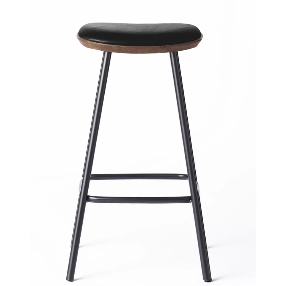 Sgabelli^Brdr. Krüger Pauline Bar Stool H65 | Sgabello | Metallo-Rovere Fume-Pelle Nera