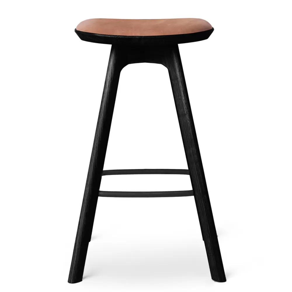 Sgabelli^Brdr. Krüger Pauline Bar Stool H65 | Sgabello | Rovere Nero-Pelle Cognac