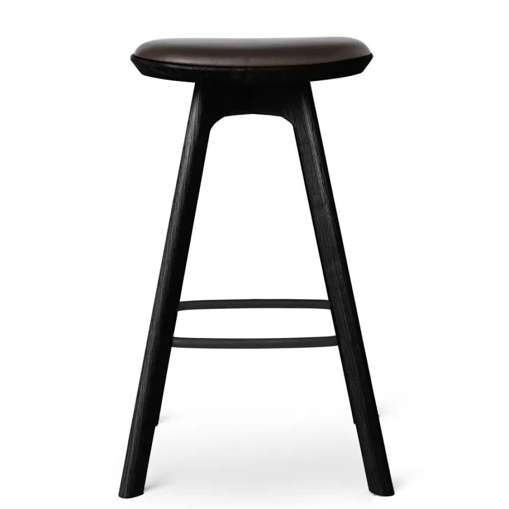 Sgabelli^Brdr. Krüger Pauline Bar Stool H65 | Sgabello | Rovere Nero-Pelle Marrone