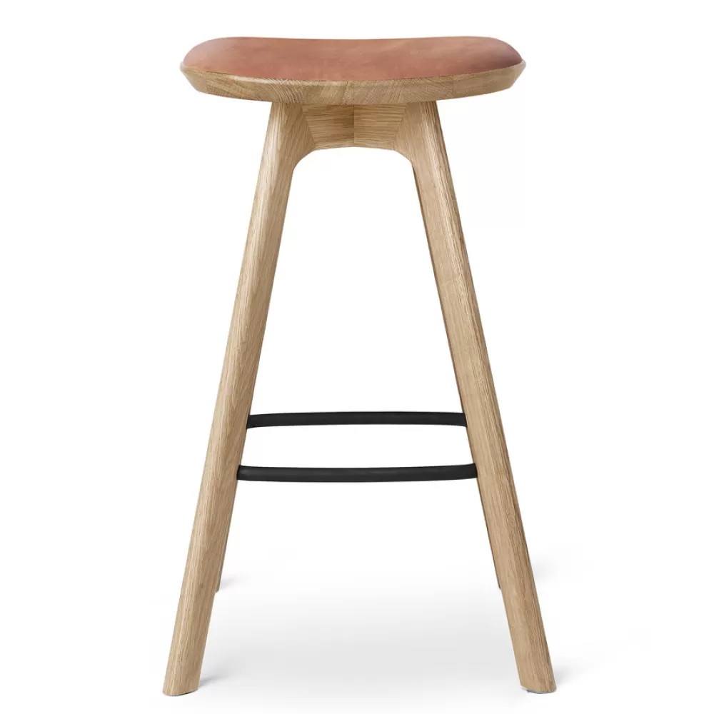 Sgabelli^Brdr. Krüger Pauline Bar Stool H65 | Sgabello | Rovere Oliato-Pelle Cognac