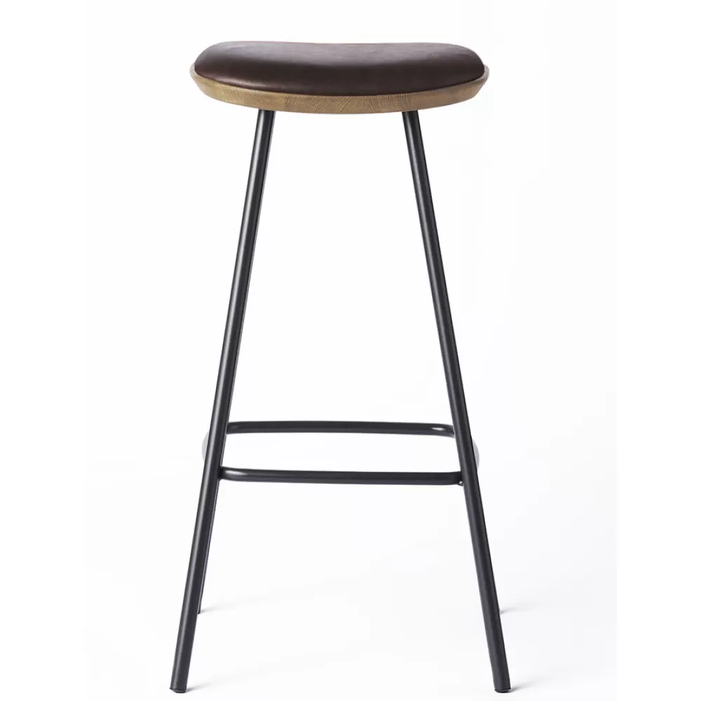 Sgabelli^Brdr. Krüger Pauline Bar Stool H75 | Sgabello | Metallo-Rovere Fume-Pelle Marrone