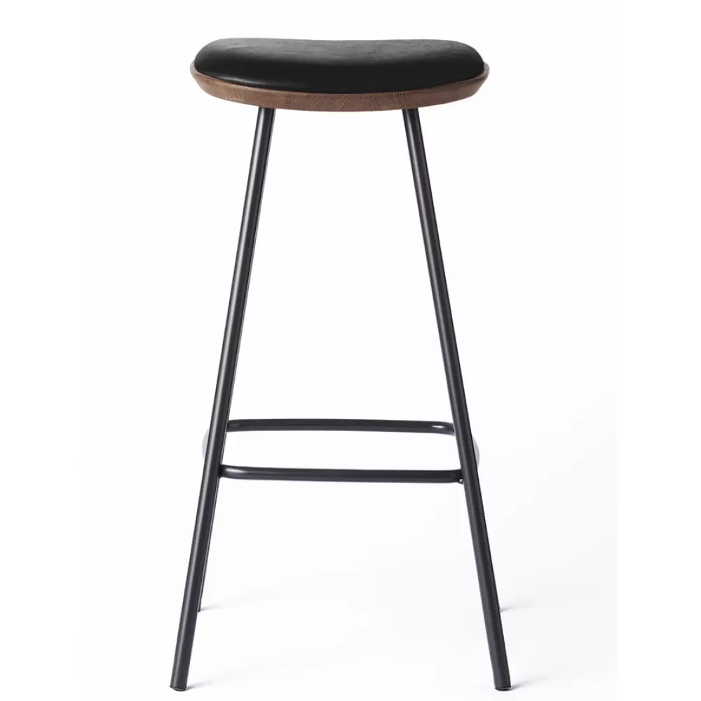 Sgabelli^Brdr. Krüger Pauline Bar Stool H75 | Sgabello | Metallo-Rovere Fume-Pelle Nera