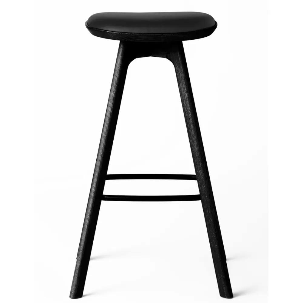Sgabelli^Brdr. Krüger Pauline Bar Stool H75 | Sgabello | Rovere Nero-Pelle Nera