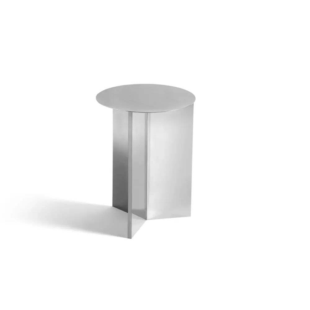 Tavolini^HAY Slit Table Round High | Tavolino Rotondo Alto | Argento Specchiato