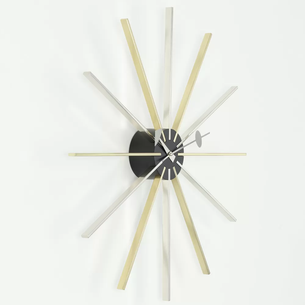 Orologi^Vitra Star Clock | Orologio Da Parete | Cromo/Ottone