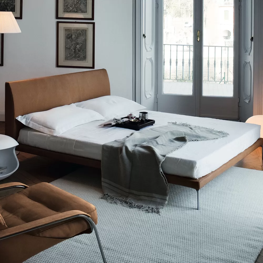 Letti Matrimoniali^Zanotta Talamo | Letto - Rivestimento Pelle